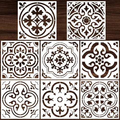 8 plantillas de suelo para pintar plantillas de pared de 4 x 4 pulgadas para pintar paredes, plantillas de piso de concreto, plantillas de dibujo en