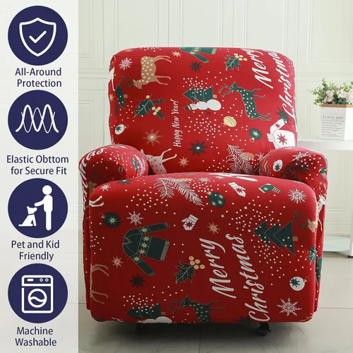 Miniatura 3 de Iauddy Funda para sillón reclinable, elástica, suave, antideslizante, para silla reclinable, 4 piezas, protector de muebles para sillón reclinable