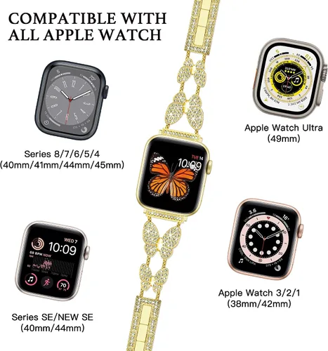 Miniatura 3 de Banda Mariposa Compatible con Correas de Apple Watch de 40mm 41mm 42mm (S11/10) 38mm iWatch SE Series 11 10 9 8 7 6 5 4 3, Correas delgadas