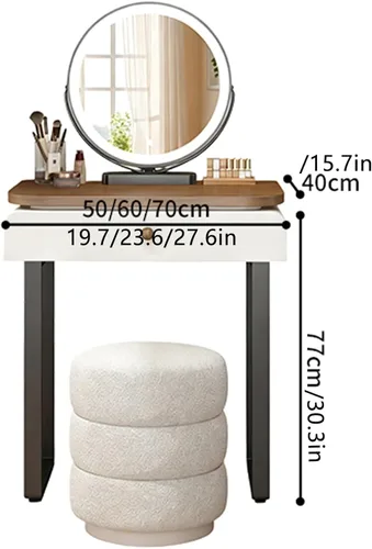 Miniatura 8 de Tocador de Maquillaje Grande con cajones,Spacious Storage Capacity, Modern Wood-Inspired Design, expansive countertop, Rounded Edges, Silent-Glide