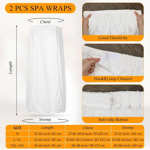Miniatura 2 de Tigeen 2 Pcs Towel Wrap for Women Lightweight Spa Robe with Adjustable Closure Elastic Top Soft Bathrobe Spa Wrap