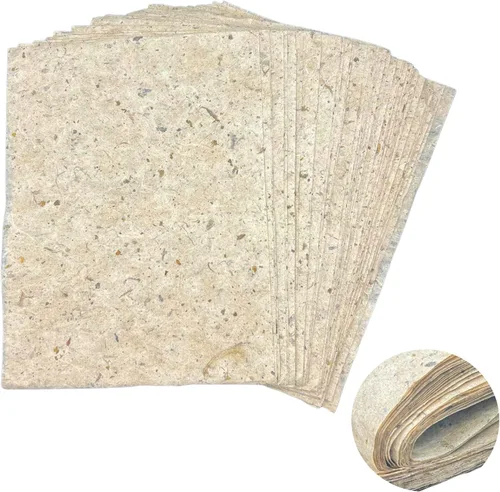 LIGHUFEIC 50 hojas de papel de morera hechas a mano de fibra de madera natural, papel de arroz, hecho a mano, decoupage, arte de tejido,