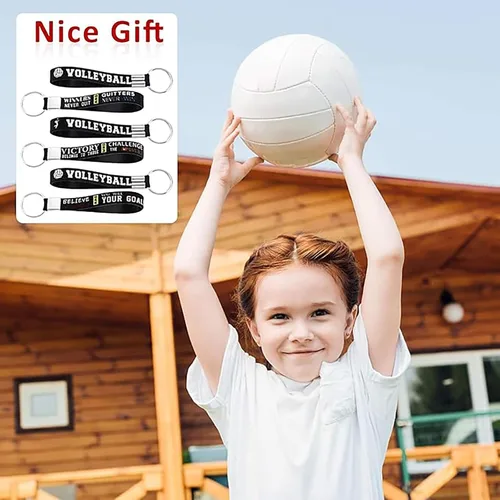 Miniatura 5 de Hicarer 24 llaveros de silicona para voleibol, con citas motivacionales, para fiestas deportivas, regalos de voleibol, Negro