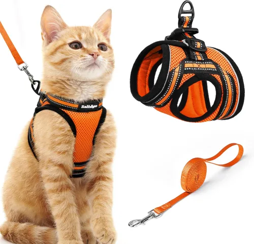 Miniatura 10 de rabbitgoo Juego de arnés y correa para gatos para caminar a prueba de escape, chaleco suave ajustable para gatitos con tira reflectante para gatos