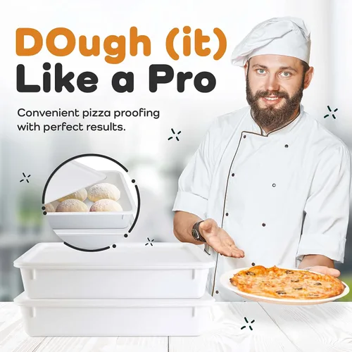 Miniatura 8 de GSM Brands Caja para probar masa de pizza - Bandejas apilables de calidad comercial con cubiertas (43,8 x 33 cm) - 2 bandejas y 2 cubiertas