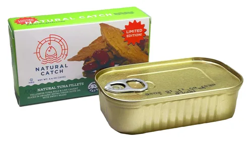 Natural Catch Filetes de frijoles dulces de atún, cortados a mano, atrapados con caña y línea, 130 calorías, sin gluten, paleo, aptos para dieta
