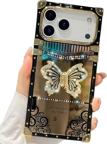 Miniatura 63 de Bonita funda compatible con Samsung Galaxy S22 Ultra, soporte plegable de lujo con diseño de mariposa brillante para mujeres y niñas, funda Blanco