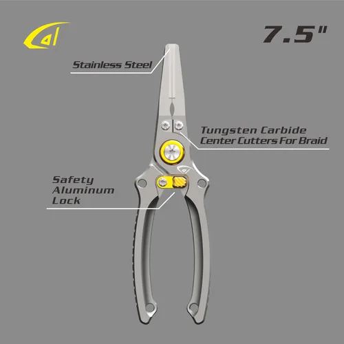 Miniatura 4 de danco Cortador de pesca central de aluminio de 7.5 "con funda, línea de pesca y cortador de alambre, seguro para agua salada, pesca de agua