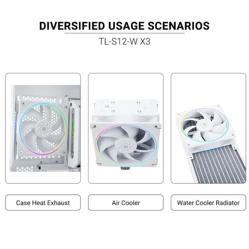 Miniatura 6 de Thermalright TL-S12W Ventilador de CPU Enfriador PWM, efecto de luz de apertura fina, ventilador de computadora con conector PWM de 4 pines