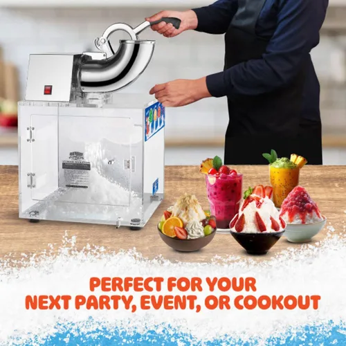 Miniatura 4 de Máquina de conos de nieve Polar Blast - Fabricante de hielo triturado acrílico, tritura hasta 500 libras de hielo por hora para fiestas, eventos