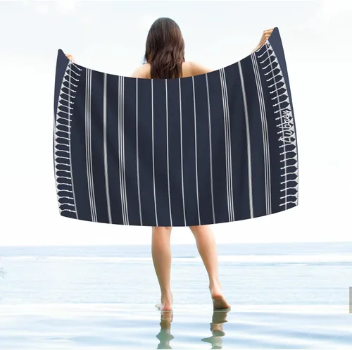 Miniatura 6 de Toallas de playa de algodón personalizadas con borlas para adultos, de gran tamaño, 39 x 70 pulgadas, toalla de playa turca personalizada con nombre