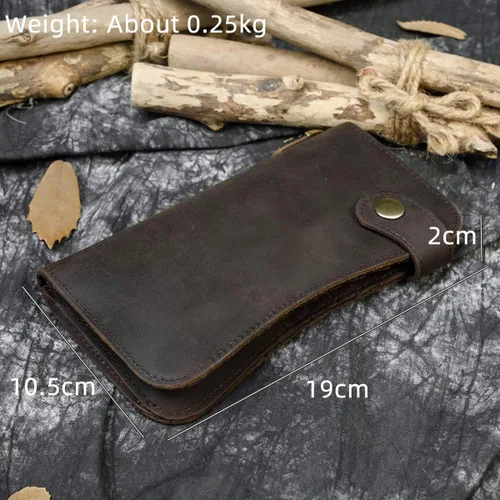 Miniatura 2 de Billetera larga de cuero genuino para hombre, cartera plegable grabada