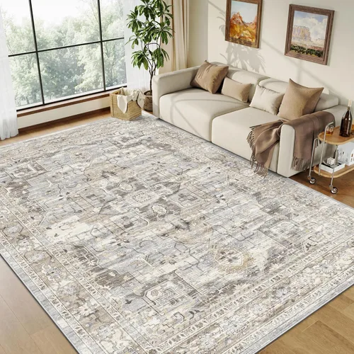 Miniatura 26 de Alfombra de pasillo lavable de 2 x 6 pies - Alfombras de cocina con respaldo antideslizante vintage suave estilo granja, alfombra de entrada