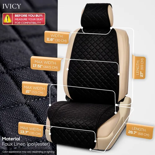 Miniatura 3 de IVICY Funda de asiento de automóvil de lino sintético para automóviles, duradera y antideslizante, fundas protectoras para asiento delantero de HYB