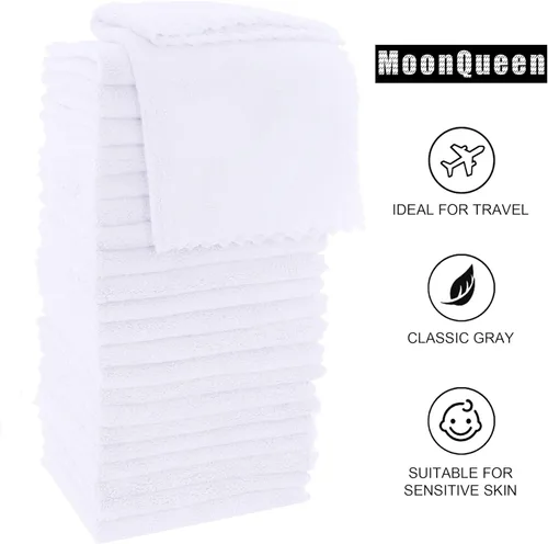 Miniatura 6 de MOONQUEEN Juego de 24 toallas ultrasuaves de alta calidad, 12 x 12 pulgadas, secado rápido, ropa de baño de terciopelo coral altamente absorbente