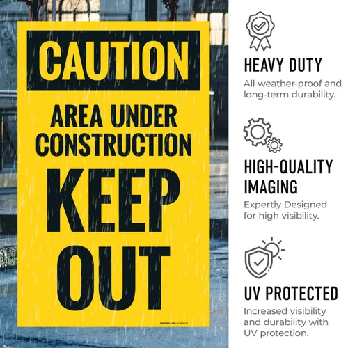 Miniatura 4 de OSHA Caution Area Under Construction Keep Out Sidewalk Sign Kit, 10x16 Inches, Replacement Panels (2 Pack) Thick HDPS Plastic, Made in USA by Sigo