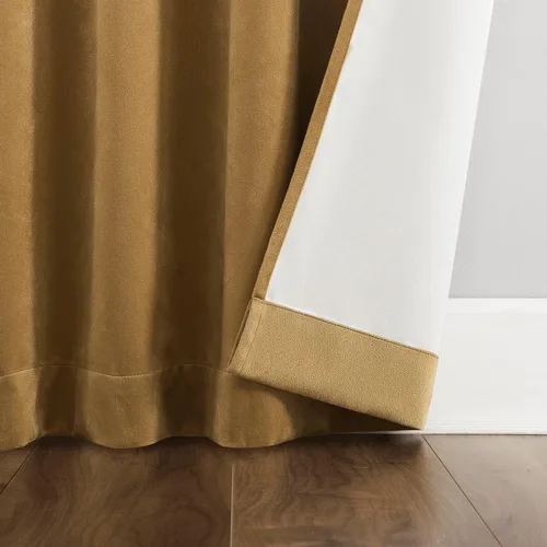 Miniatura 5 de Sun Zero Hampshire - Cortina térmica de terciopelo con reducción de ruido, pestañas traseras, 100% opacas, 50" x 84", dorado