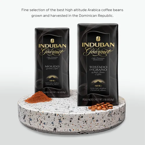 Miniatura 7 de Induban Gourmet, bolsa de 16 onzas, café de grano entero, tostado medio, café 100% arábica premium de la República Dominicana (paquete de 1)