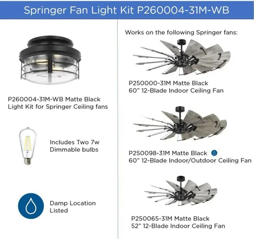 Miniatura 5 de Progress Lighting Springer II Collection - Kit de luces rústicas color negro mate (P260004-31M-WB)