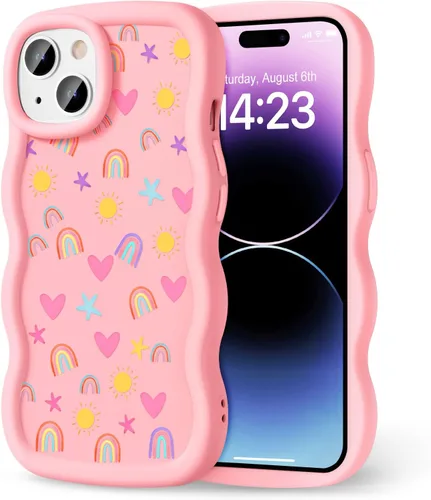 Miniatura 160 de Compatible con iPhone SE/8/7 Funda para Mujeres y Niñas, Marco Ondulado Rizado con Patrón Lindo, Estética Delgada Suave Silicona TPU Parachoques