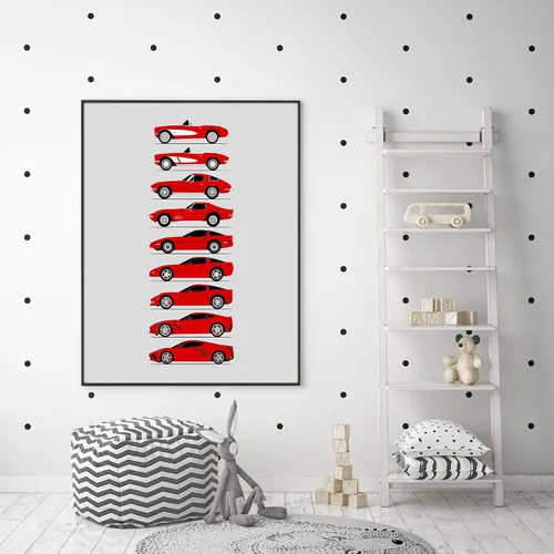 Miniatura 5 de Idea Network Póster hecho a mano compatible con Chevy Corvette Generations (perfil lateral) impresión de Chevrolet (C1 C2 C3 C4 C5 C6 C7 C8) – Rojo
