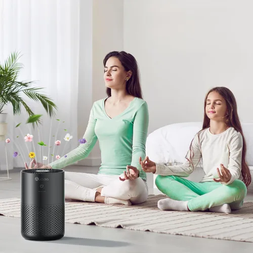 Miniatura 7 de Aucleia Purificadores de aire para dormitorio y hogar con filtro HEPA verdadero H13, limpiador de aire silencioso de 20 dB para mascotas, olor a