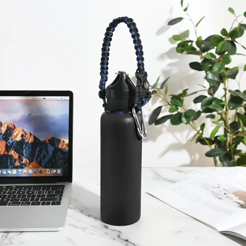 Miniatura 5 de Paracord Handle for Hydro Flask Water Bottles Standard Mouth, Strap Holder with Safety Rubber Ring & Carabiner, Easy to Carry and Durable Reusable