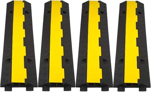 Miniatura 15 de CXRCY Rampa de cable, 1 paquete de 5 canales, protector de cable de goma de PVC, capacidad de 18,000 libras, resistente, protección de canales