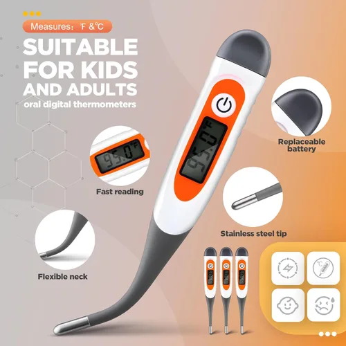 Miniatura 3 de TrelaCo 10 piezas Termómetro para adultos Termómetro digital oral para fiebre Temperatura basal del cuerpo Lectura rápida Punta flexible
