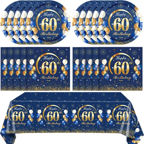 Miniatura 10 de Juego de 41 piezas de decoraciones de cumpleaños número 18 para él, temática azul y dorada, regalos de cumpleaños de 18 años, platos, servilletas