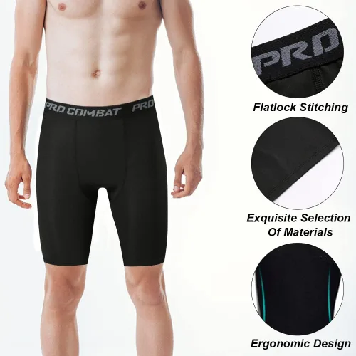 Miniatura 4 de HYCOPRTO - Pantalones cortos de compresión para hombre, ropa interior deportiva de elastano, rendimiento atlético, capa base, entrenamiento, correr