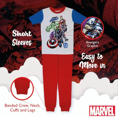 Miniatura 4 de Marvel Black Panther The Avengers Conjunto de pijama de algodón ajustado de 2 piezas de Spider-Man, Héroes cómicos