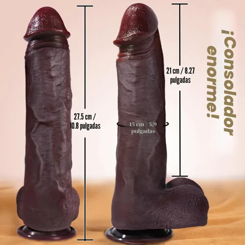 Miniatura 5 de Sex Toys - Consolador grande realista – Juguete sexual de 10.8 pulgadas de silicona marrón curvado, consoladores gigantes de doble capa para punto G