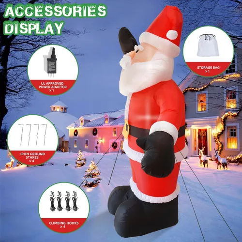 Miniatura 4 de Papá Noel gigante inflable de Navidad de 9 pies de alto con luces LED integradas, decoraciones inflables de Navidad al aire libre, decoración grande