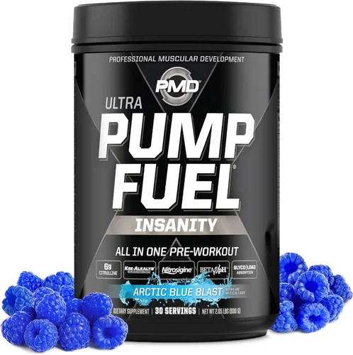 Miniatura 10 de PMD Sports Pump Fuel Ultra Insanity - Polvo de preentrenamiento premium y bomba muscular, mayor enfoque, resistencia y recuperación, creatina Mango