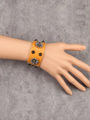 Miniatura 2 de Jeilwiy Pulseras de cuero punk para hombres, pulseras hechas a mano, brazalete ancho, joyería trenzada, color negro y marrón, ajustable, regalos