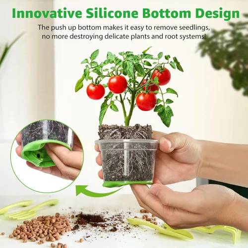 Miniatura 3 de MIXC Macetas transparentes gruesas con base de silicona para un fácil trasplante, 30 paquetes de 3.5 pulgadas, macetas transparentes reutilizables
