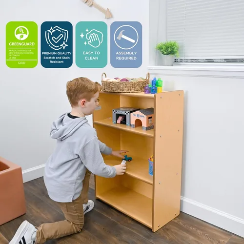 Miniatura 4 de Children's Factory Value Line Estantería estrecha de 3 estantes para niños pequeños y estantes organizadores de juguetes para guardería, sala