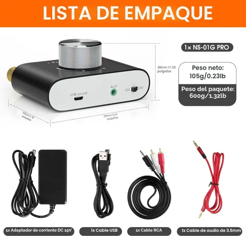 Miniatura 8 de Nobsound Mini amplificador de potencia Bluetooth 5.0, amplificador digital estéreo de alta fidelidad 2.0 canales 50 W × 2 con entrada