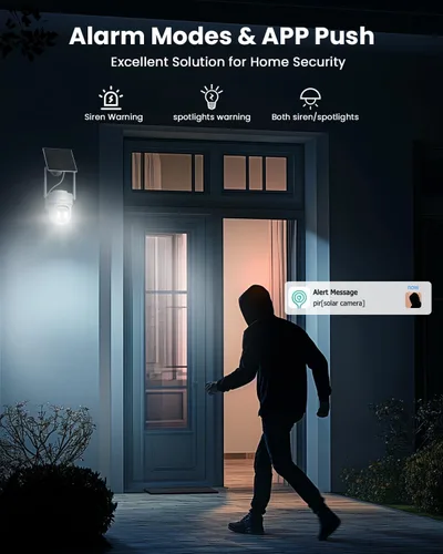 Miniatura 8 de VIZIUUY Cámaras de Seguridad Solar de 5MP Inalámbricas para Exteriores, Cámara de Seguridad para Exteriores WIFI6, Cámara PTZ de 360° Alimentada por