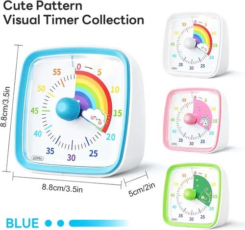 Miniatura 6 de Yunbaoit Temporizador visual con luz nocturna, temporizador de cuenta regresiva de arco iris de 60 minutos para niños y adultos, herramienta