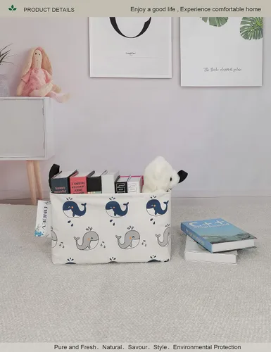 Miniatura 7 de Cesta de lavandería plegable rectangular, canasta de lona, cesta para guardería, adecuada para niños, oficina, dormitorio, ropa, almacenamiento