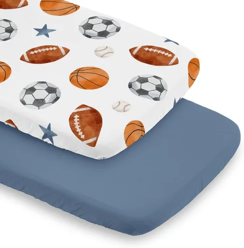 Miniatura 7 de Sweet Jojo Designs Sábana bajera ajustable para cuna (tema deportivo vintage) para niños, recién nacidos/bebés, patios de juegos, cunas portátiles