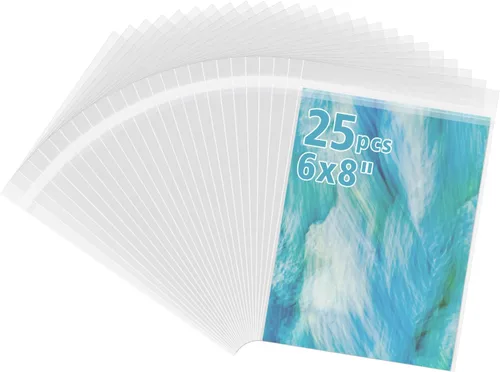 Miniatura 12 de Frametory, paquete de 25 bolsas de plástico transparentes sin ácido de 13 7/16" x 19 1/4", bolsas de cristal autoadhesivas para impresiones de arte
