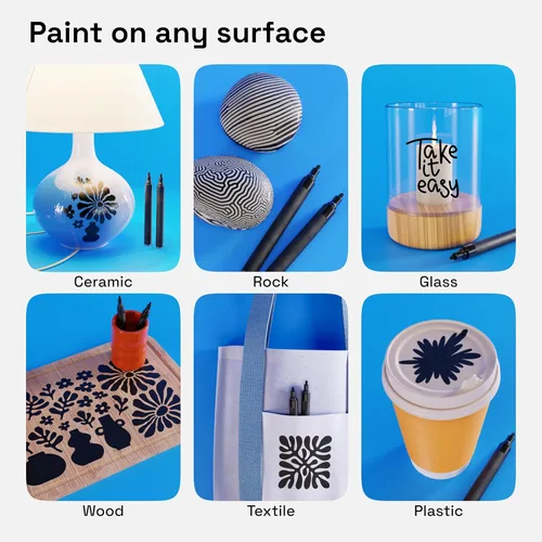 Miniatura 2 de Artistro 2 marcadores de pintura acrílica negros - 3mm marcadores de punta media - Perfectos para manualidades, proyectos de arte y más