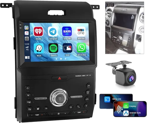 2+64G Android 15 Radio de coche para Ford F150 2013 2014 Carplay inalámbrico Android Auto, 9 pulgadas IPS pantalla táctil estéreo del coche con