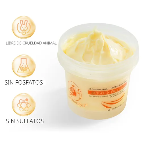 Miniatura 2 de Máscara de cabello de colágeno, máscara de cabello con aceite de argán de reparación profunda y acondicionador para el tratamiento del cabello