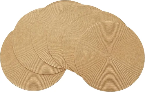 Miniatura 51 de Winknowl Juego de 4 manteles individuales redondos trenzados, lavables, tejidos resistentes al calor, para mesas de cocina, comedor, manteles Beige