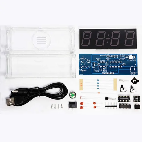 Miniatura 5 de Treedix 1 unids colorido reloj digital kits LED hablando reloj DIY kit componente reloj electrónico soldadura experimento (azul)
