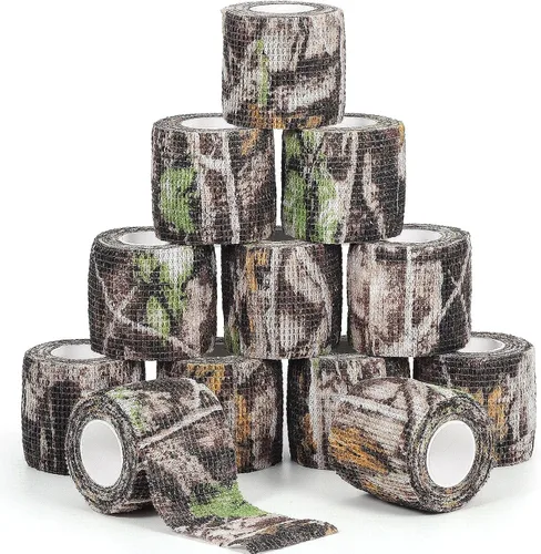 Miniatura 8 de 12 rollos de cinta de camuflaje de camuflaje de vendaje autoadhesivo de 2 pulgadas x 5 yardas, envoltura protectora de camuflaje autoadhesiva